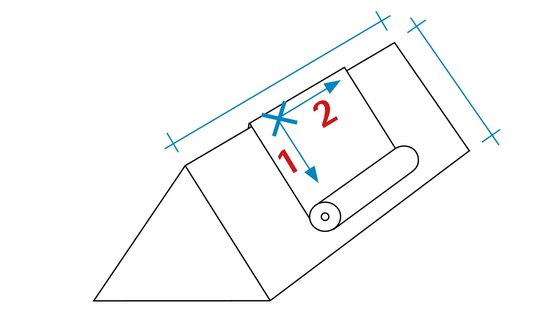 e. Specification of positioning and roll-out direction (longitudinal and perpendicular)